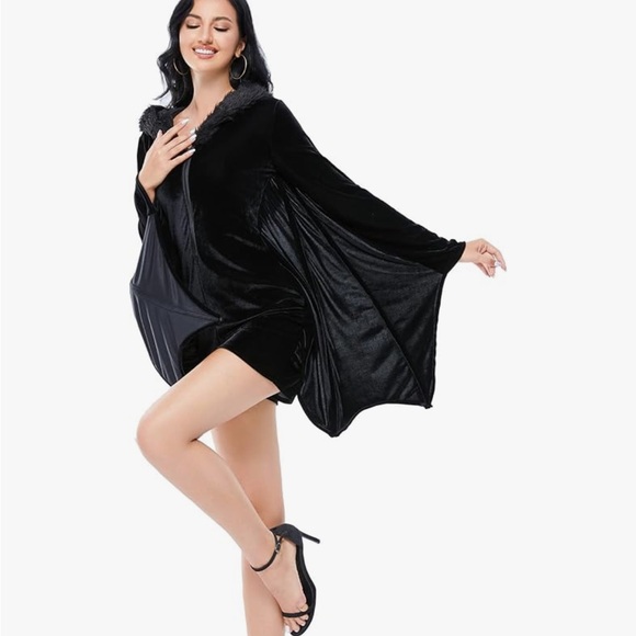 Women's Bat Halloween Costume Jumpsuits Velvet Shirt Zip Hoodie Cozy Halloween - Picture 1 of 6
